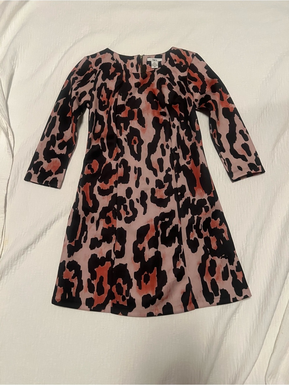 Bar III Leopard Print Mini Dress XS Pink Black Animal Print Chic Bodycon A-Line